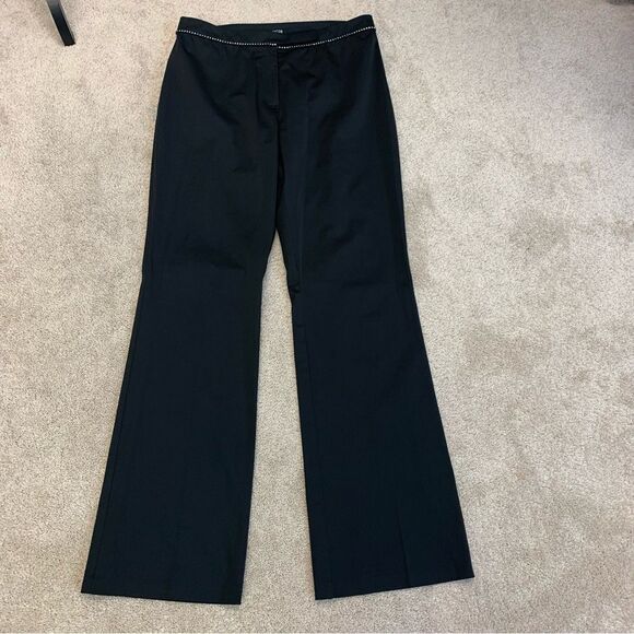 Jacob black satin effect rhinestone trim waist dress pants trousers Sz9/10 - Picture 10 of 10